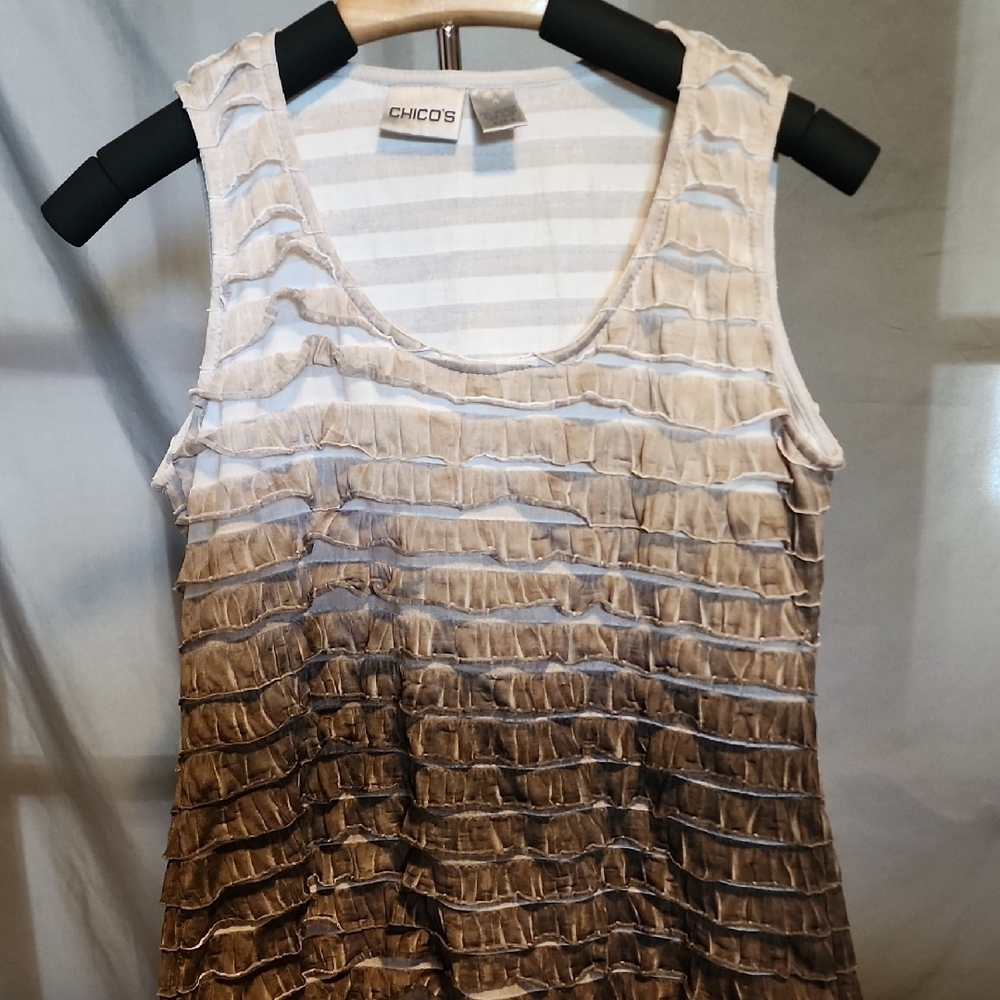 Chico's Sleeveless Brown and Cream Top
